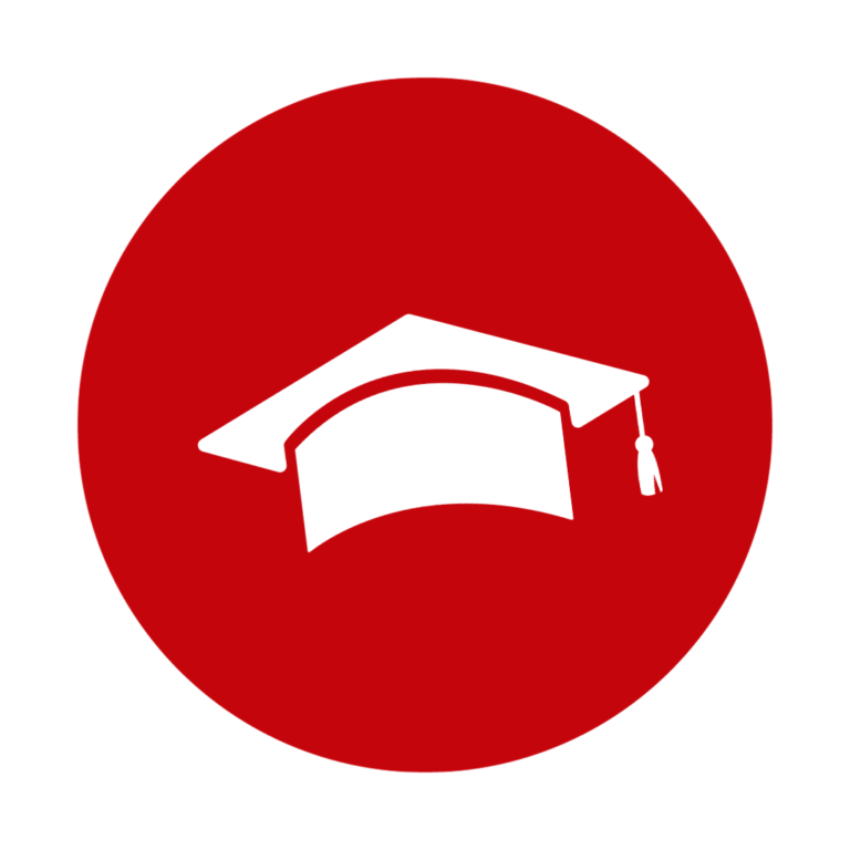 Red & white graduation cap icon
